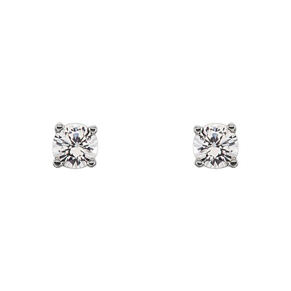 Kids 3mm Diamond Youth Threaded Post Earrings in 14k White Gold